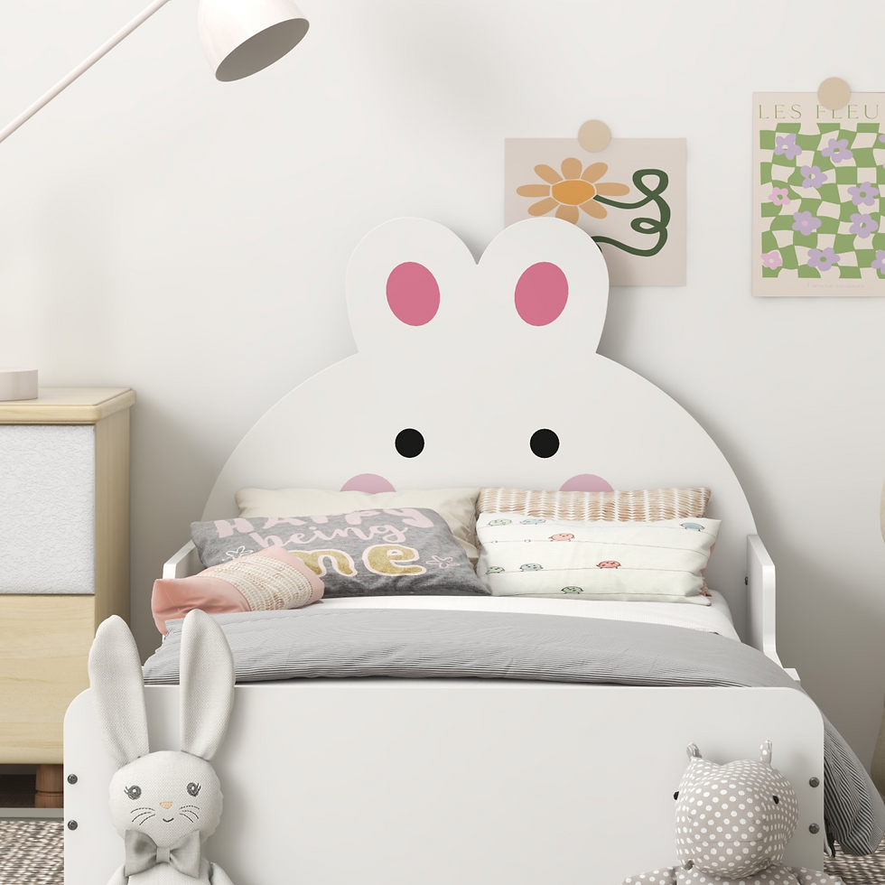 Thumbnail: ZONEKIZ Toddler Bed, Kids Bedroom Furniture, Rabbit Design - White