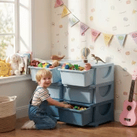 Kids Storage Unit Six Drawers Blue