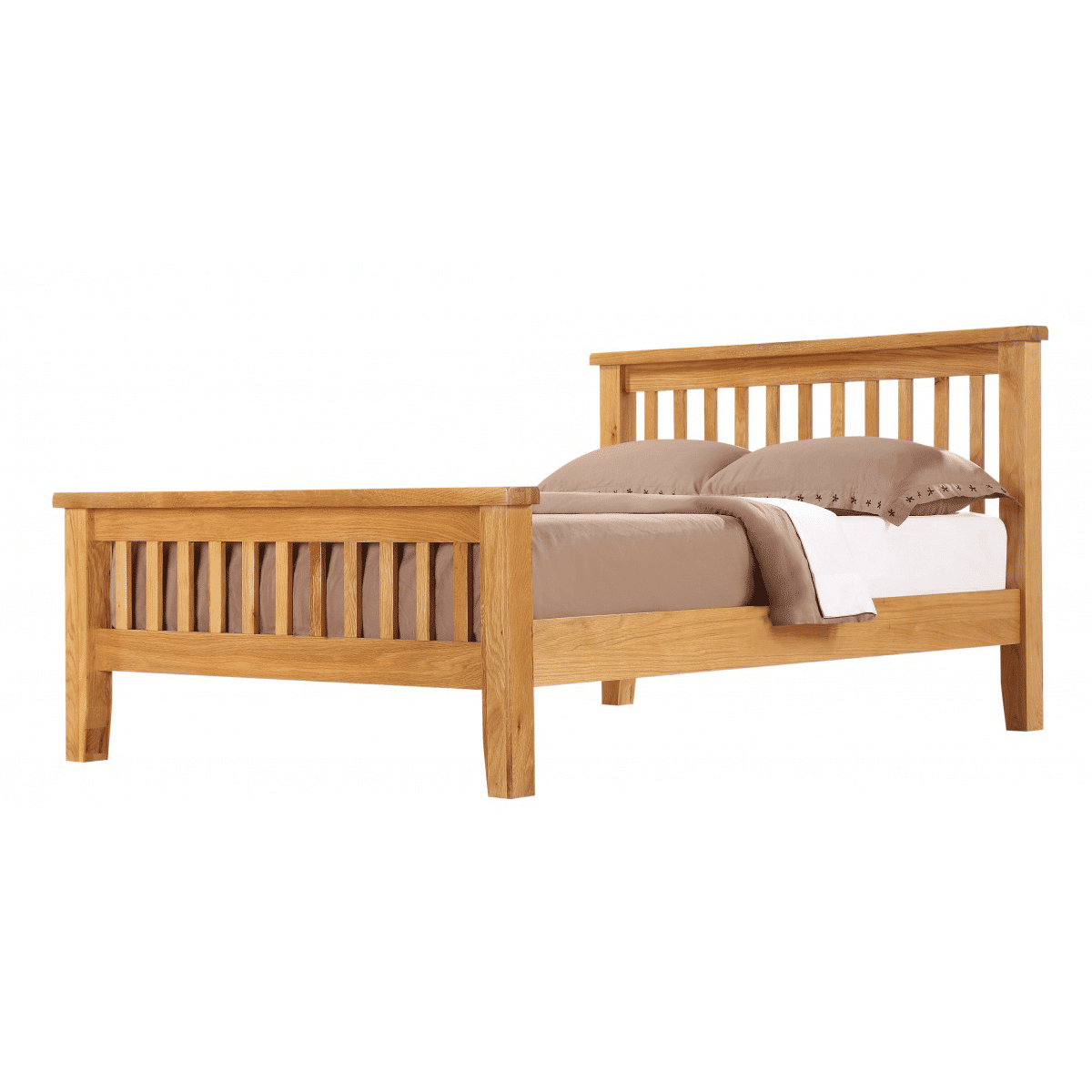 Acorn Solid Oak Double Bed High Footend Light Oak
