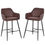 Thumbnail: Set Of 2 Retro PU Leather Bar Chairs Set Stylish w/ Footrest Metal Frame