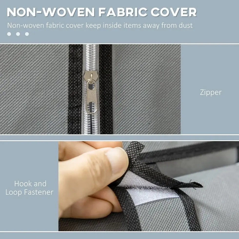 Thumbnail: Fabric Wardrobe Portable Wardrobe with 6 Shelves 1 Hanging Rail Light Grey