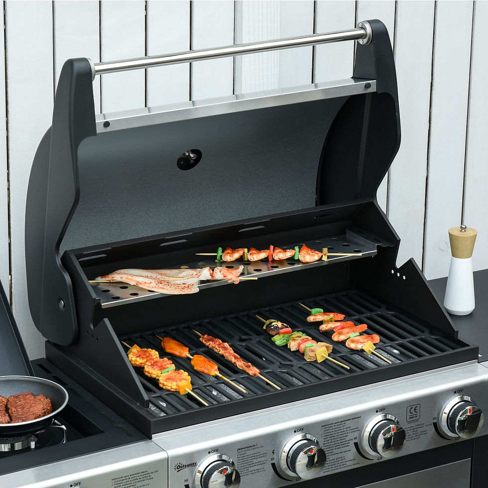 Thumbnail: Gas Barbecue Grill 4+1 Burner BBQ Trolley Rack 128x50x113cm Stainless Steel