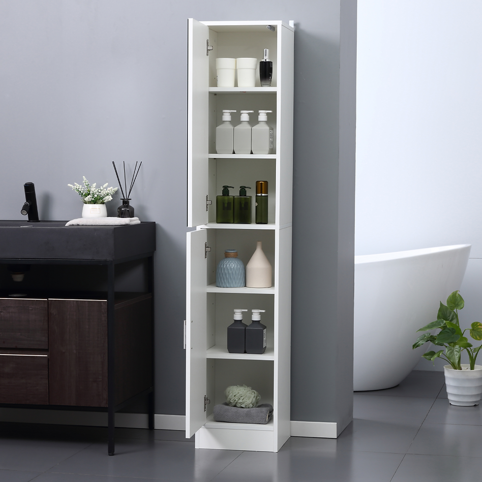 Thumbnail: kleankin Tall Mirrored Bathroom Cabinet Tallboy Unit w/Adjustable Shelf White