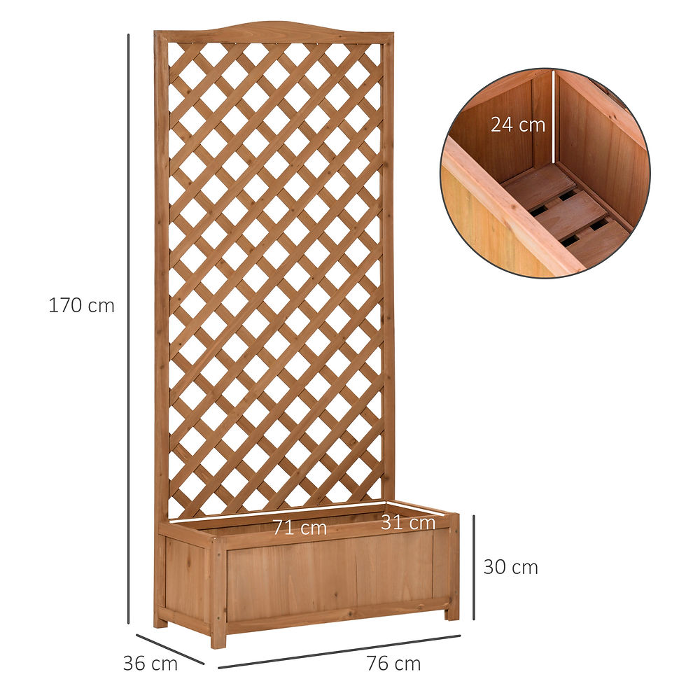 Thumbnail: Garden Wooden Planter Box with Trellis 76x36x170cm, Brown Bed