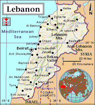 mapa Líbano