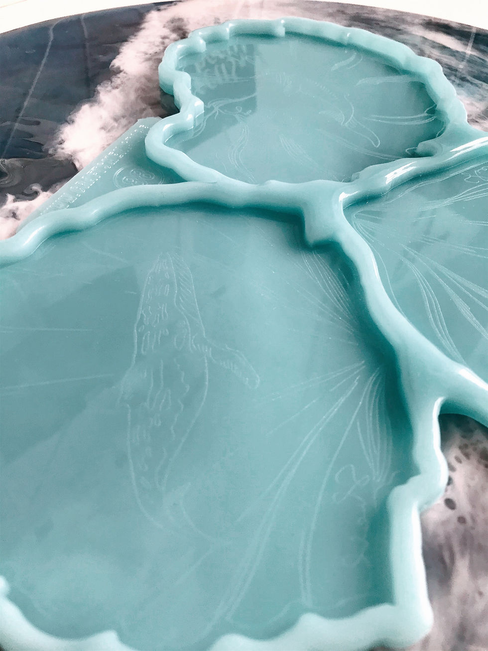 Miniatura: Zestaw silikonowych foremek „Wieloryb” + podstawki pod kubki „Muszle”