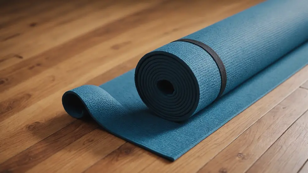 Close-up view of a serene yoga mat on a wooden floor