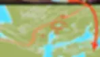 Illustrated GTA 6 map with roads marked in white, a red route, and red marks highlighting key locations. Blue water bodies visible. its rumored to be Leonida Keys map in upcoming GTA6 game.