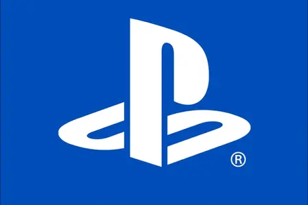 White PlayStation logo on a blue background. The logo consists of a stylized "P" and "S" intertwined, conveying a sleek and modern look.