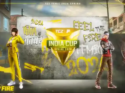 Two characters stand beside a graffiti-covered wall with "India Cup Spring 2026" logo. Bright colors and urban setting. Text: "Feel the Fire."