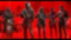 SWAT officers in tactical gear stand alert in front of armored vehicles, set against a red-hued city backdrop, conveying intensity. its from video game Ready or Not.