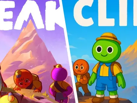 Cartoon figures in hiking gear contrast a rugged mountain climb labeled "PEAK" with colorful, smiling figures on a serene path labeled "CLIFF".