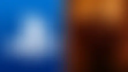 Split image: PlayStation logo on blue left; on right, a dark figure faces a fiery many-armed boss in an orange-lit scene.