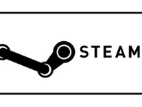 Black Steam logo with a gear symbol on a white background, framed by a thin black border. Text reads "STEAM" in bold, black letters.