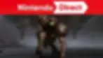 Armored character kneels in a misty, dark setting is from Metroid Prime 4 Beyond, under a "Nintendo Direct" banner. Green and red suit details stand out.
