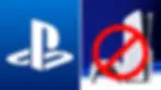 PlayStation logo beside a PS5 console and controller crossed out with a red no symbol on a blue background.