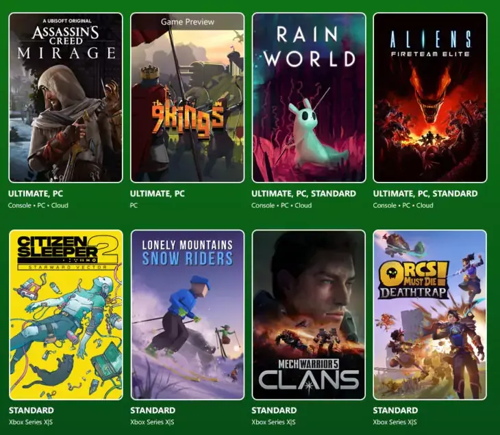 Xbox Game Pass in August 2025 wave 1 (Credit: Xbox Wire)