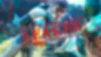 Sci-fi character in colorful suit under the sea, holding equipment. Large red "LEAKED" text stamped across. Vibrant corals in background. its from Subnautica 2.