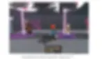 Roblox screenshot with avatars near neon poles in a club setting. Dark background, vibrant lighting, and neon silhouette art. Mood: virtual nightlife.