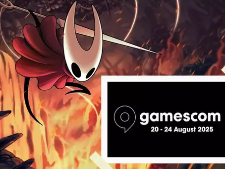 Hollow Knight: Silksong Demo playable, confirmed for Gamescom 2025. Image shows Hollow Knight: Silksong video game and Gamescom poster for 2025.