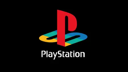 Colorful PlayStation logo with a red "P" and multicolored "S" on a black background, with "PlayStation" text below. Bold and vibrant.