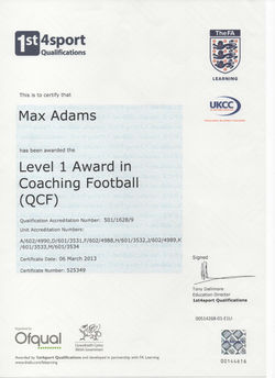 Level 1 Football Coaching