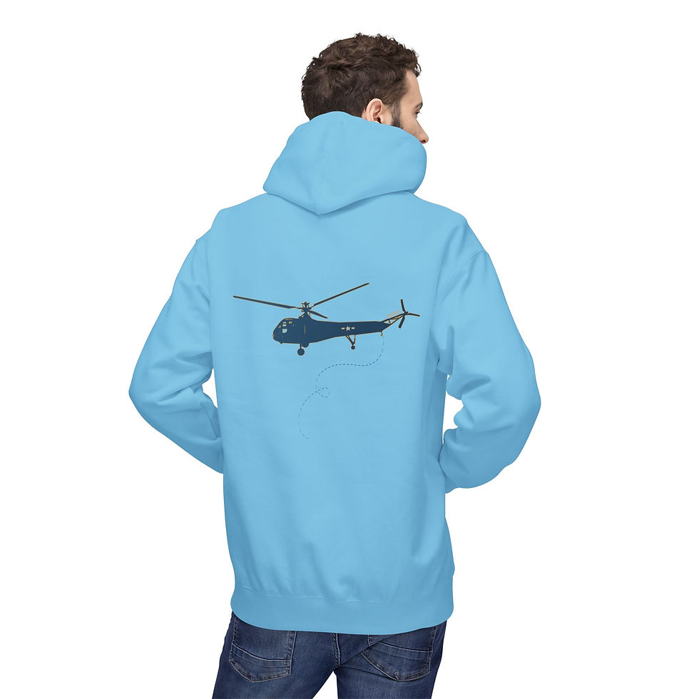 Thumbnail: Aviator Hoverfly Helicopter Hoodie — Minimal Pilot Graphic Pullover