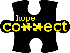 Black Puzzle Piece logo with Hope Connect written