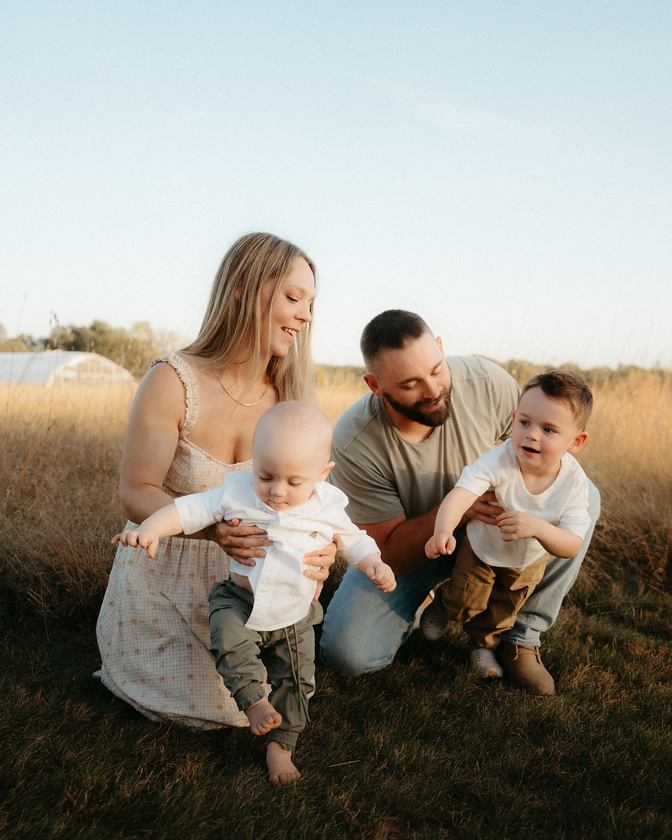 Saratoga Springs golden hour family photo session at Pitney Meadows Community Farm. Photography by Benjamin Jennings Studio