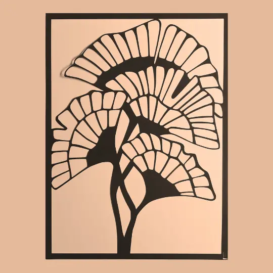 Miniature : bouquet ginkgo découpé sur papier noir sur fond pantone 2024