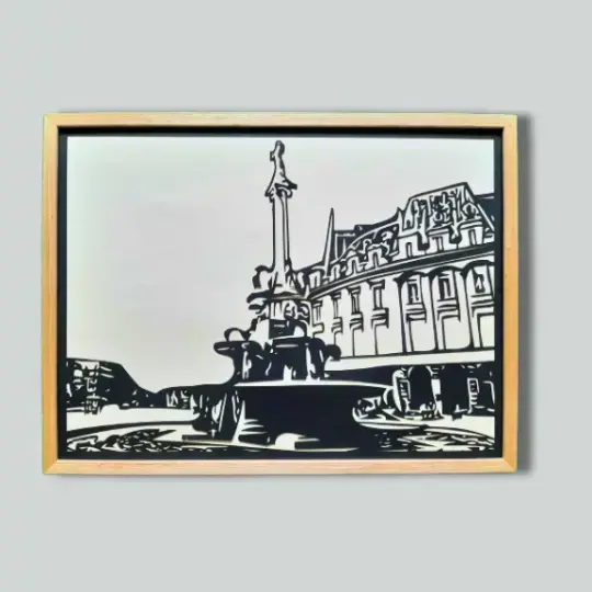 Miniature : Tableau fontaine monumentale valence dans cadre bois