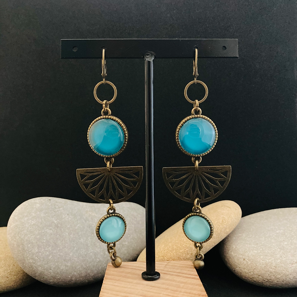 Boucles longues Bleu Vert