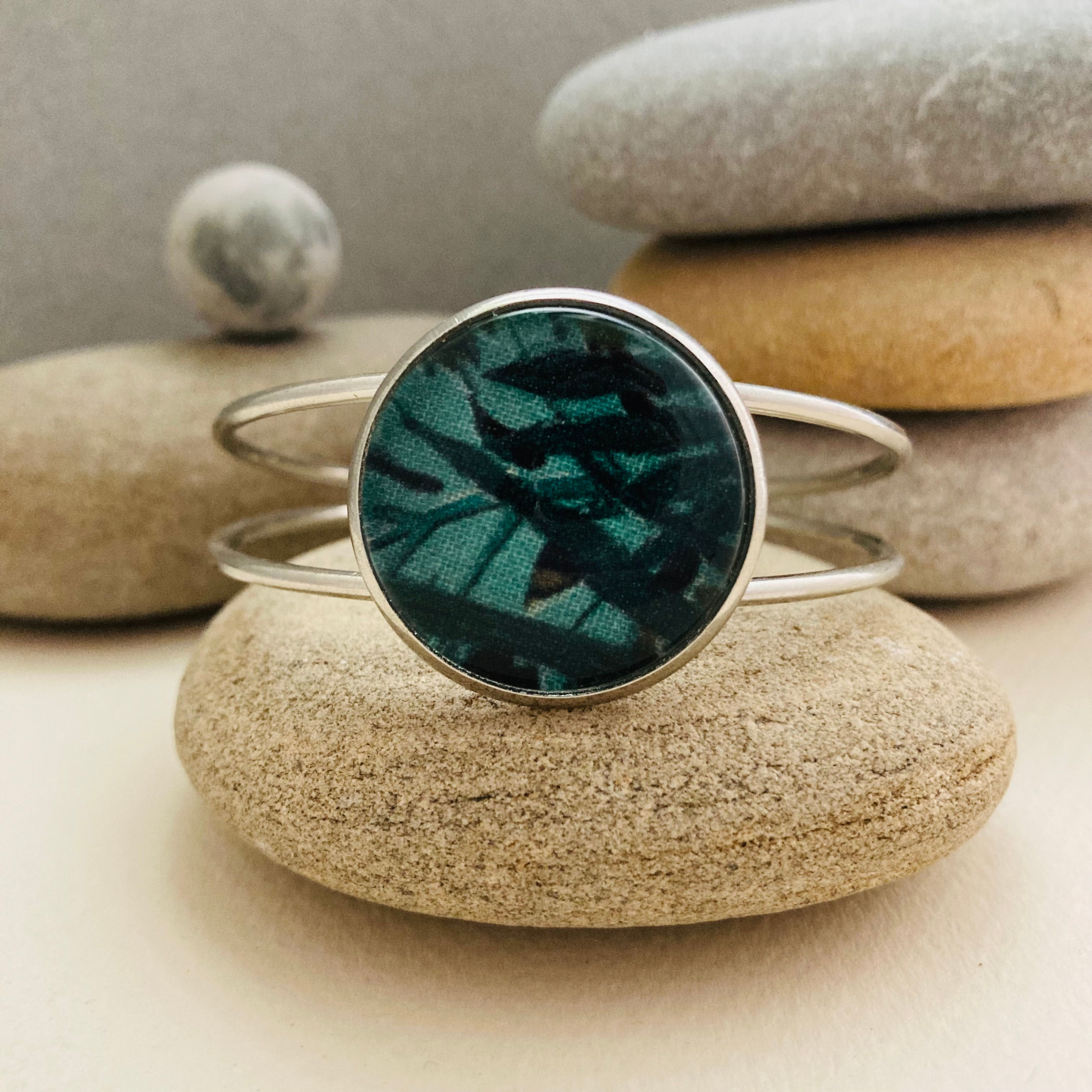 Bracelet rigide tissu Feuillage