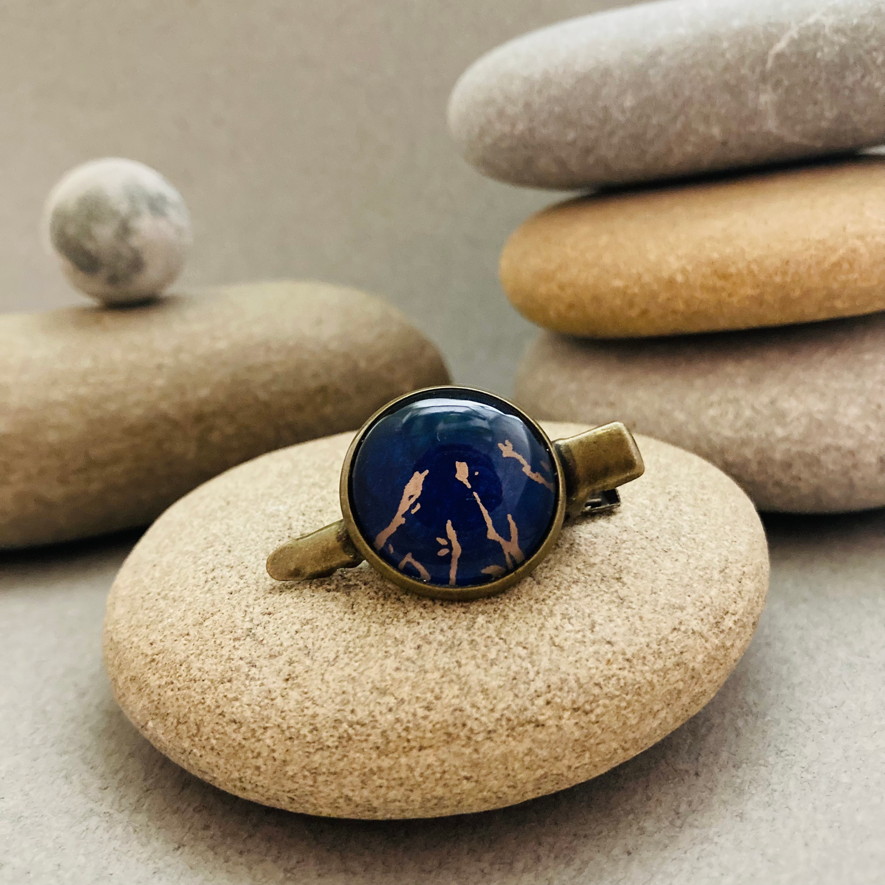 Pince crocodile papier Bleu Nuit & Brun