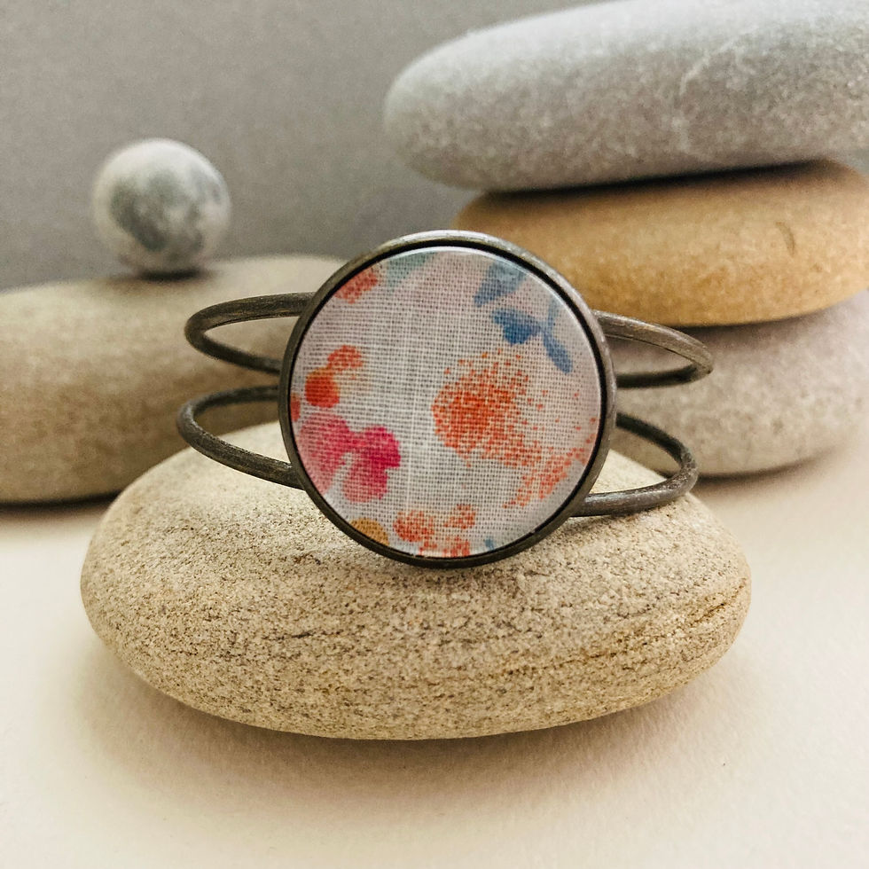 Bracelet rigide tissu Fleuri