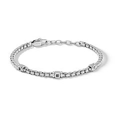 Bracciale uomo Chain Comete Gioielli in acciaio con dettagli centrali impreziositi da zirconi neri dal design moderno e contemporaneo.