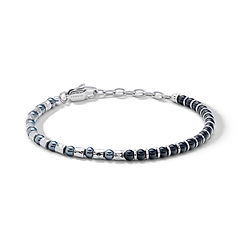 Bracciale uomo District Comete Gioielli in acciaio con onice nero ed ematite, design moderno e stile contemporaneo.