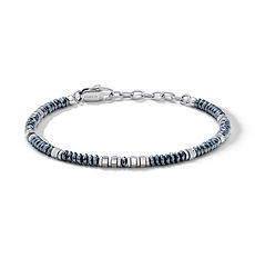 Bracciale uomo Mineral Comete Gioielli in acciaio con ematite grigia sfaccettata e dettagli in acciaio lucido.