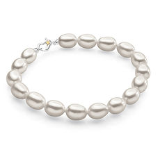Bracciale con perle ovali e dettagli in argento e oro della collezione Fili di perle Acquadolce Comete Gioielli