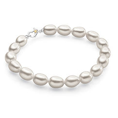 Bracciale con perle ovali e dettagli in argento e oro della collezione Fili di perle Acquadolce Comete Gioielli