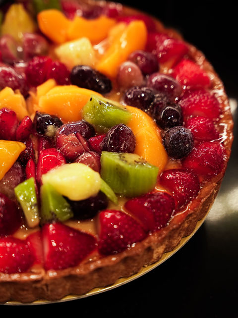 Fresh fruit tart at the breakfast of Hotel Maritan Padova during the stay.