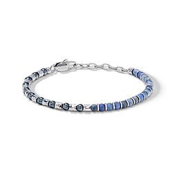 Bracciale uomo Comete District in acciaio con sodalite blu ed ematite, gioiello dal design moderno e stile contemporaneo.