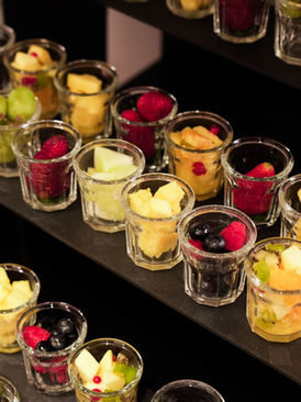 Fruchtbecher beim Frühstück im Hotel Maritan Padova während des Aufenthalts.
