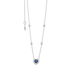 collar de mujer de Oro blanco con Zafiro azul en forma de corazón y Diamonds Comete Gioielli