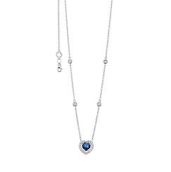 women's necklace in White Gold with heart-shaped blue Sapphire and DIAMONDS Comete Gioielli