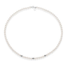 Girocollo di perle e sfere decorate in oro bianco 375‰ della collezione Storia di Luce Perle Comete Gioielli
