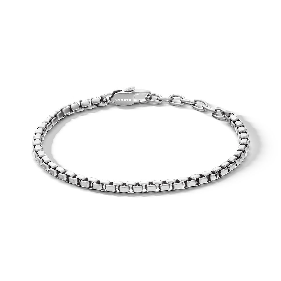Bracciale uomo in acciaio di Comete Gioielli. Regalo portafortuna essenziale e versatile