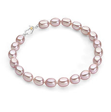 Bracciale in argento 925‰ con perle lavanda e dettagli in oro 750‰ della collezione Fili di Perle Acquadolce Comete Gioielli
