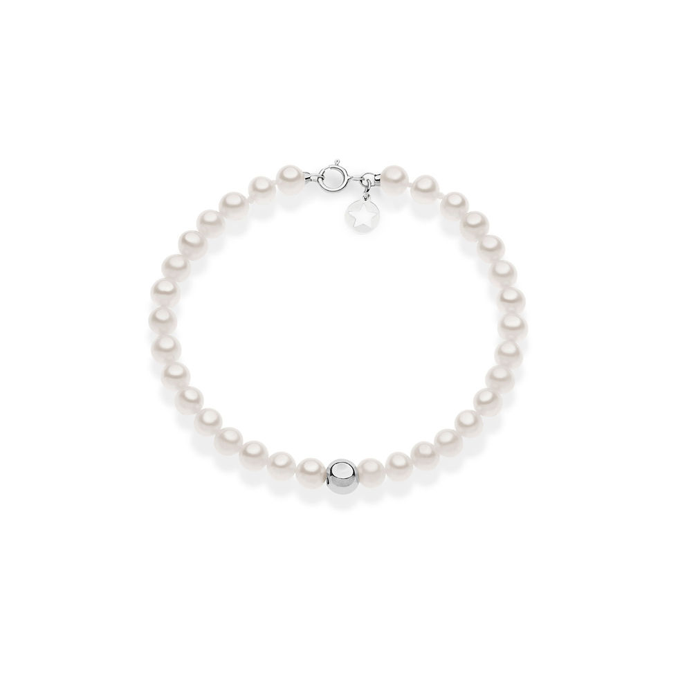 Bracciale donna con perle e sfera liscia Comete Gioielli, idea regalo elegante e portafortuna