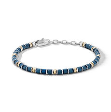 Bracciale in acciaio con ematite blu e PVD giallo Collezione Mineral Comete Gioielli